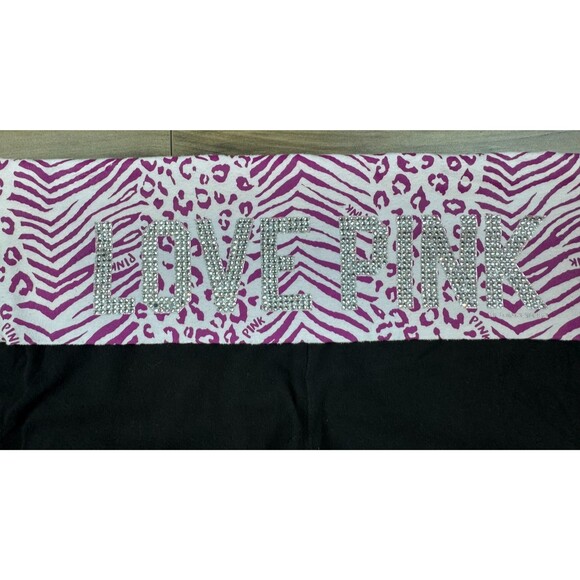 Victoria's Secret PINK Fold Over Capri Yoga Pants Bling Leopard Cheetah Large - Picture 2 of 8